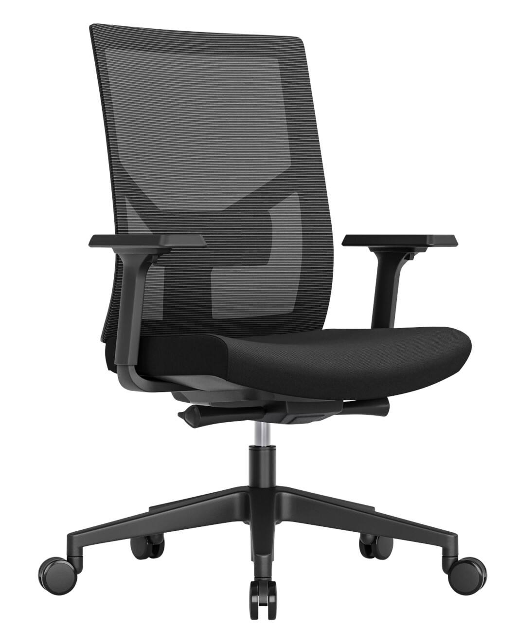 Schaffenburg 110-EN Ergonomischer Stuhl Synchro-Neigungsfunktion Stoff/Netz höhenverstellbare Armlehne Sitz Schwarz 130 kg 580 x 668 x 1044