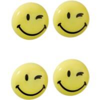 Aimants pour tableau blanc Franken Rond Jaune Smiley 4 unités 40 mm