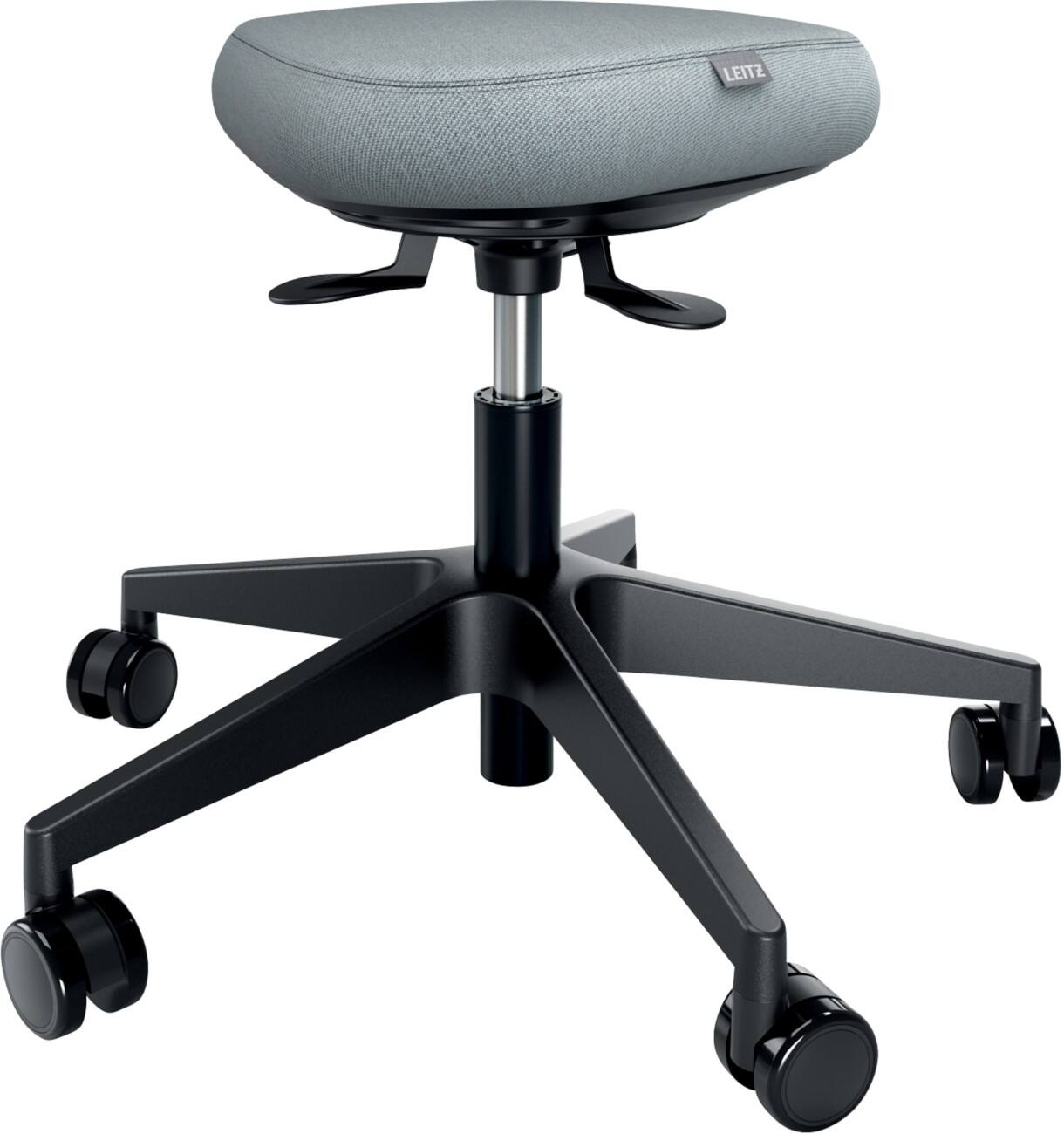 Leitz Ergo Active Sitzhocker 6577 Ergonomischer mit Rollen und Balance-Komfortsitz, Grau, Schwarz