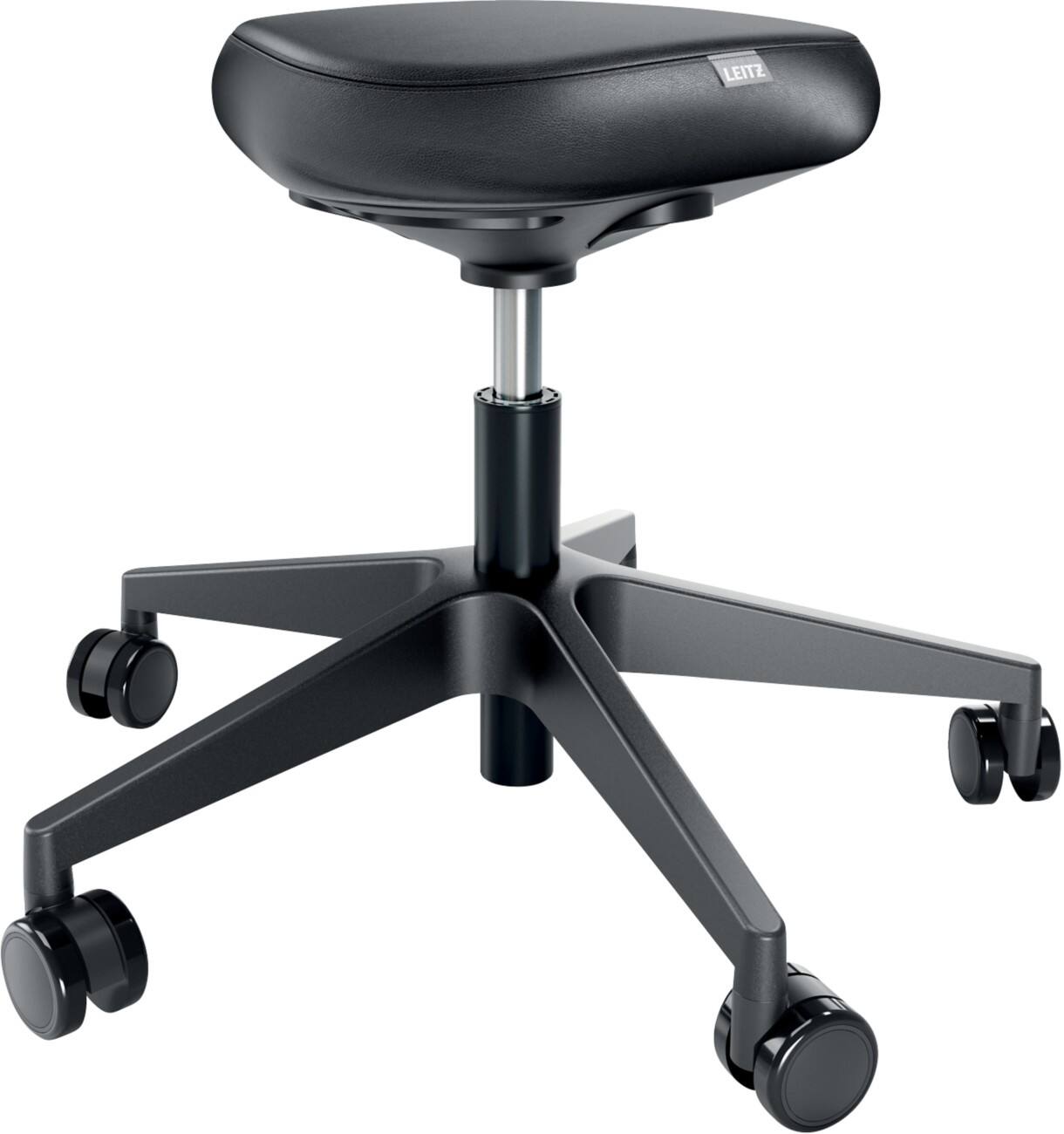 Leitz Ergo Sitzhocker 6578 Ergonomischer mit Rollen und Komfortsitz, Schwarz