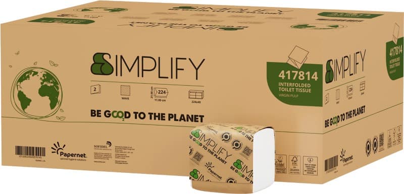 Papernet Simplify Interfolded Toilettenpapier 2-lagig Weiß 224 Stück