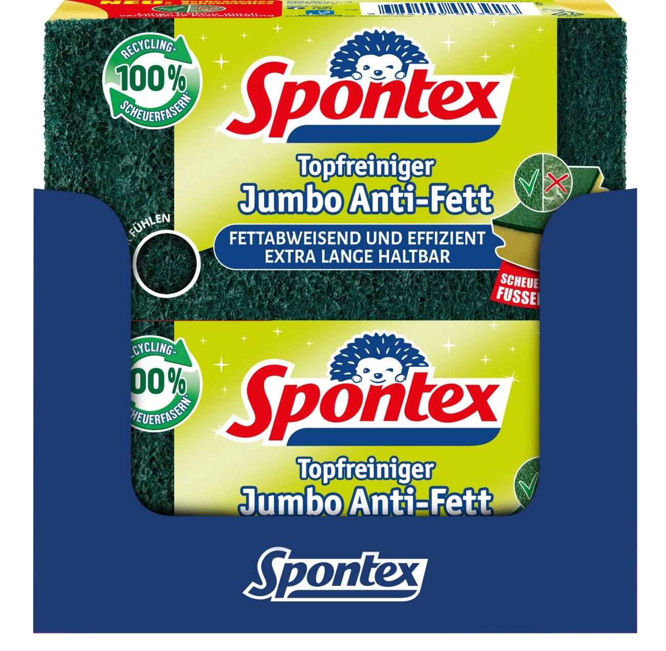 Éponge grattante Spontex Jumbo Anti-Fett 15 x 4,5 x 8 cm Jaune, vert