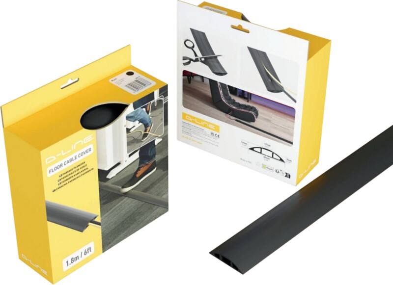 D-Line Kabelschutz Schwarz 6 cm x 1,2 cm x 1.800 mm