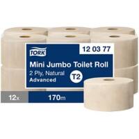 Tork Mini Jumbo Toilettenpapier T2 2-lagig Naturfarben 12 Rollen mit 170 m