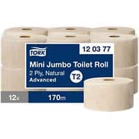 Papier toilette Tork Mini Jumbo T2 2 épaisseurs Naturel 12 rouleaux de 170 m