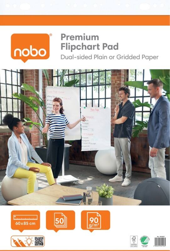 Bloc pour chevalet de conférence Nobo Page blanche, Quadrillé 60 x 85 cm 50 90 g/m² 50 Feuilles 