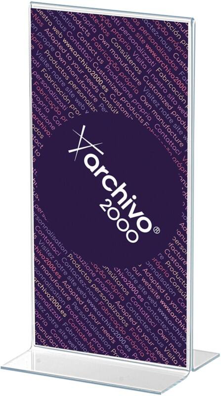 Porte-visuel Archivo 2000 24 x 1/3 A4 En forme de T 10 (l) x 7 (p) x 21,5 (h) cm Transparent