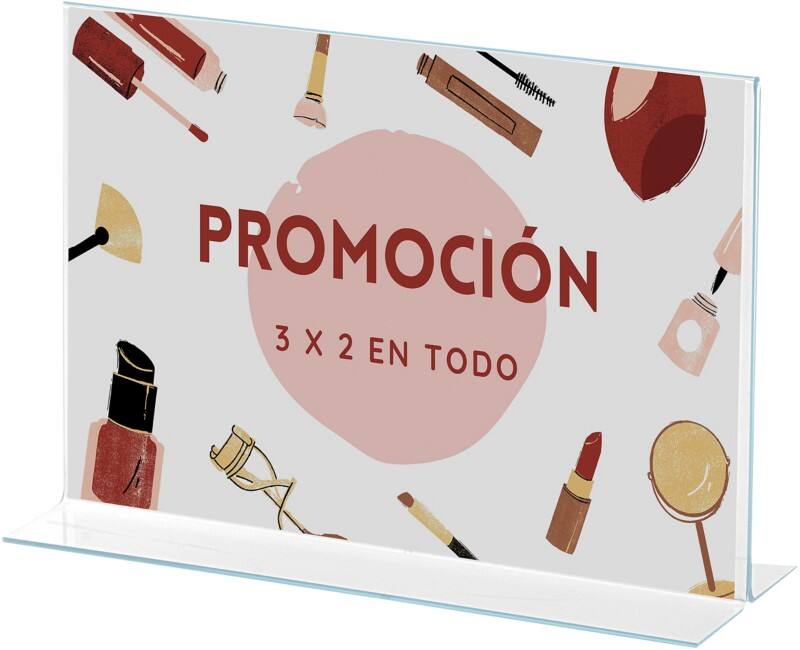 Porte-visuel Archivo 2000 A4 Paysage 1 niveau En forme de T 30 (l) x 8,5 (p) x 21,5 (h) cm Transparent