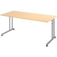 Hammerbacher Höhenverstellbarer Sitz-Stehschreibtisch Rechteckig Metall, Holz Silber C-Fuss 1800 x 800 x 820 mm