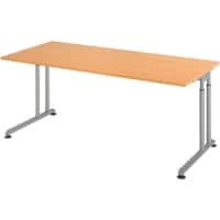 Hammerbacher Höhenverstellbarer Sitz-Stehschreibtisch Rechteckig Metall, Holz Silber C-Fuss 1800 x 800 x 820 mm