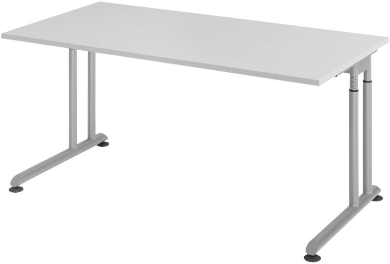 Bureau Hammerbacher VZS Rectangulaire Gris C-Pied 1600 (L) x 800 (P) x 820 (H) mm Acier, Aggloméré