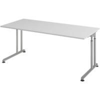 Hammerbacher Höhenverstellbarer Sitz-Stehschreibtisch Rechteckig Metall, Holz Silber C-Fuss 1800 x 800 x 820 mm