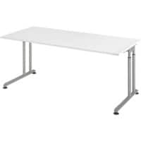 Hammerbacher Höhenverstellbarer Sitz-Stehschreibtisch Rechteckig Metall, Holz Silber C-Fuss 1800 x 800 x 820 mm