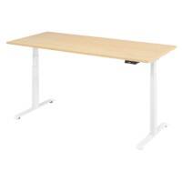 Bureau assis-debout Hauteur Ajustable électriquement Érable Bois, Métal Blanc T-Pied 1800 x 800 x 1295 mm