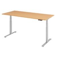 Bureau assis-debout Hauteur Ajustable électriquement Hêtre Bois, Métal Blanc T-Pied 1800 x 800 x 1295 mm