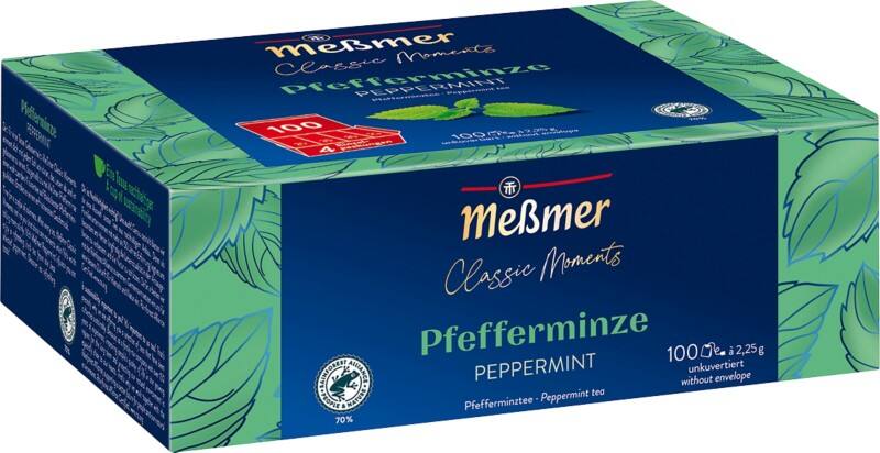 Sachets de thé Meßmer Classic Moments Menthe poivrée 100 unités de 2,25 g