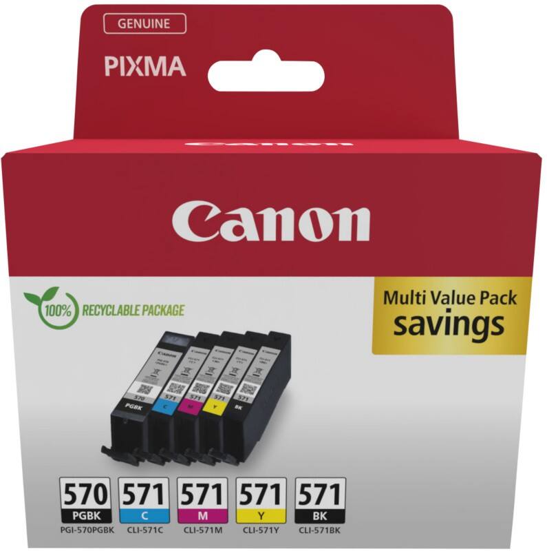 Canon 570, 571 Original Tintenpatrone Schwarz, Cyan, Magenta, Gelb 5er-Pack