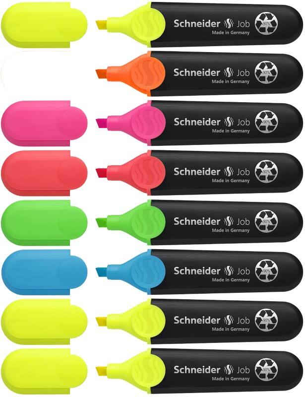 Schneider Job Textmarker Farbig sortiert Recycelt 90% 8 Stück