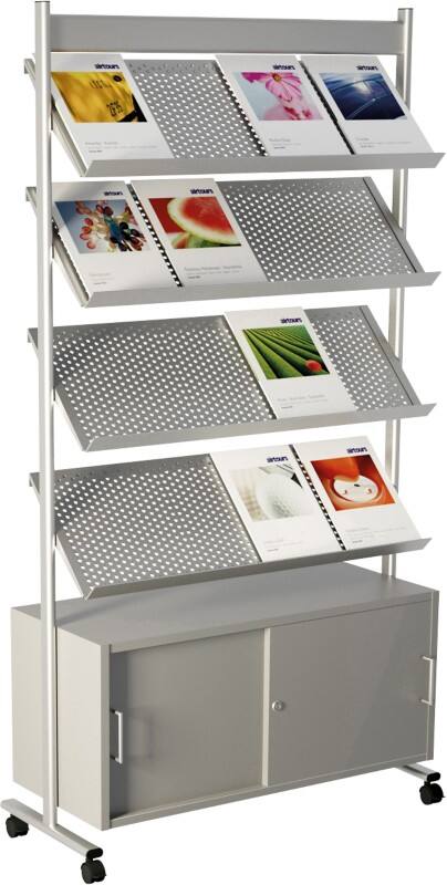 Kerkmann A4 Prospektständer Silber 42348914 930 (B) x 380 (T) x 1.700 (H) mm