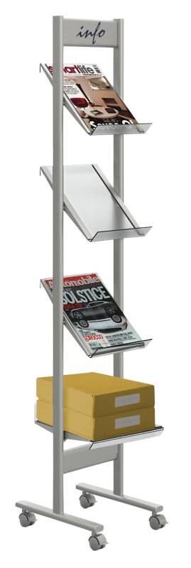 Présentoir à brochures Kerkmann A4 Argenté 42635314 310 (L) x 350 (P) x 1600 (H) mm