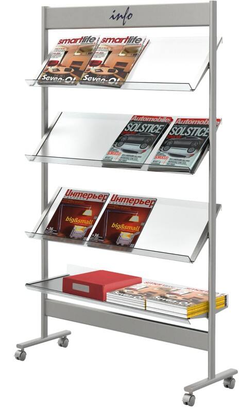 Présentoir à brochures Kerkmann A4 Argenté 42635614 910 (L) x 350 (P) x 1600 (H) mm