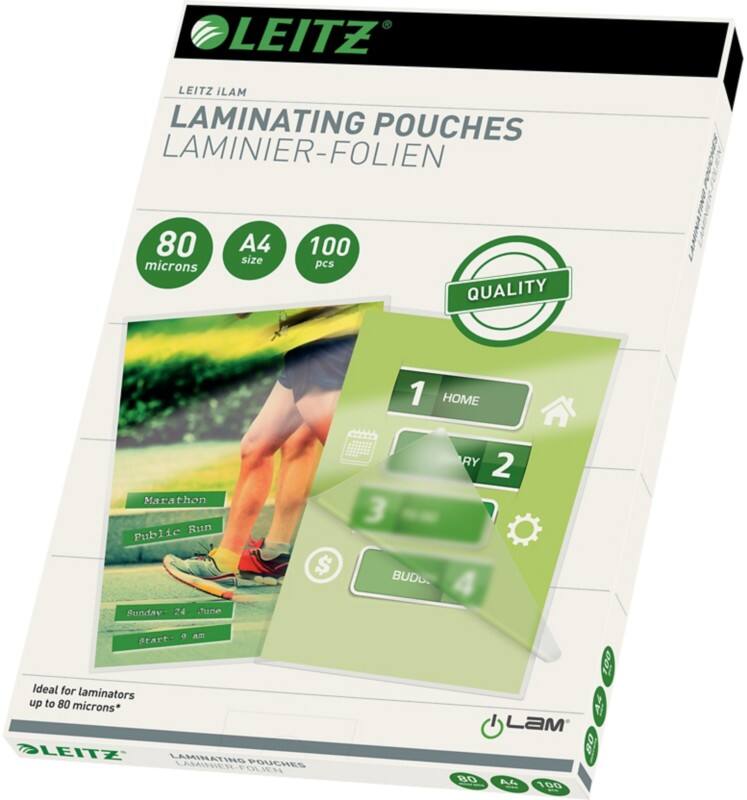 Leitz iLAM Quality Laminierfolien 33818 DIN A4 Glänzend 80 Mikron (2 x 80) Transparent 100 Stück