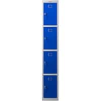 Casier Phoenix Personal Lockers Acier 4 porte Serrure à clé 300 x 500 x 1830 mm Bleu, gris