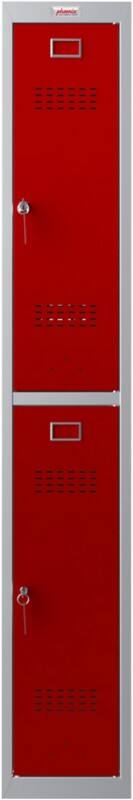Casier Phoenix Personal Lockers Acier 2 portes Serrure à clé 300 x 500 x 1830 mm Gris, rouge