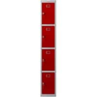 Casier Phoenix Personal Lockers Acier 4 portes Serrure à clé 300 x 500 x 1830 mm Gris, rouge