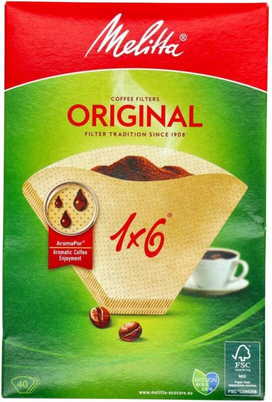 Melitta ORIGINAL 1x6 Kaffeefilter Braun 200 mm 40 Stück