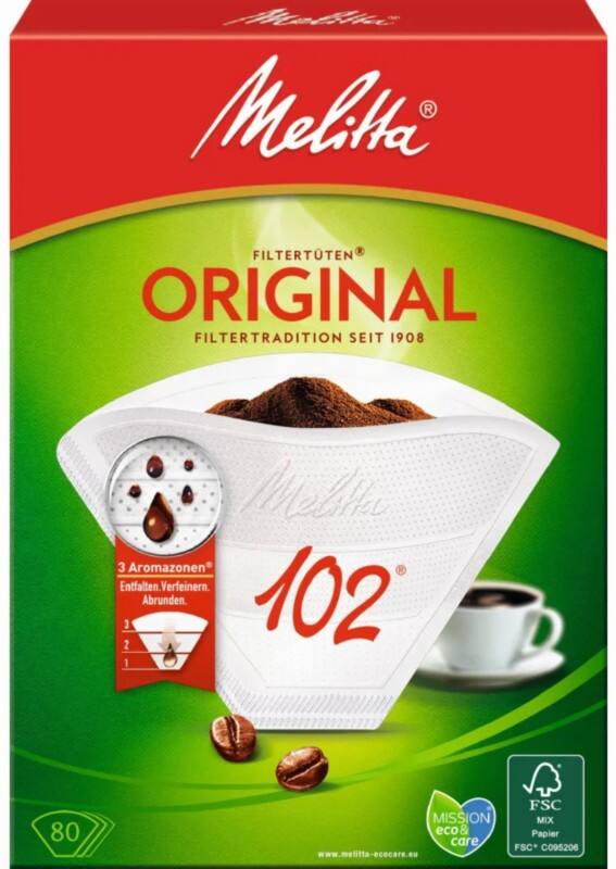 Melitta ORIGINAL 102 Kaffeefilter Weiss 124 mm 80 Stück