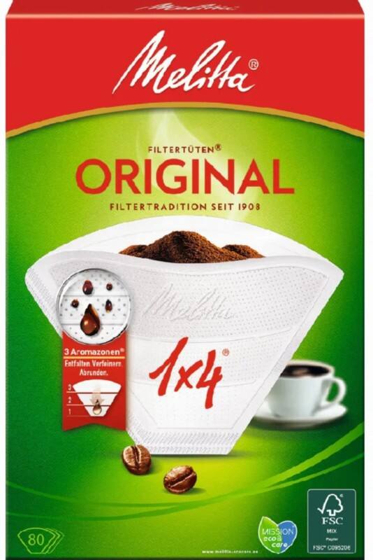 Filtre à café Melitta 1x4 Blanc 80 unités