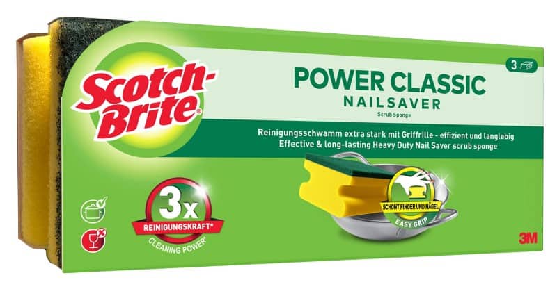 Éponge Scotch-Brite Power Classic Nail Saver Jaune 3 unités