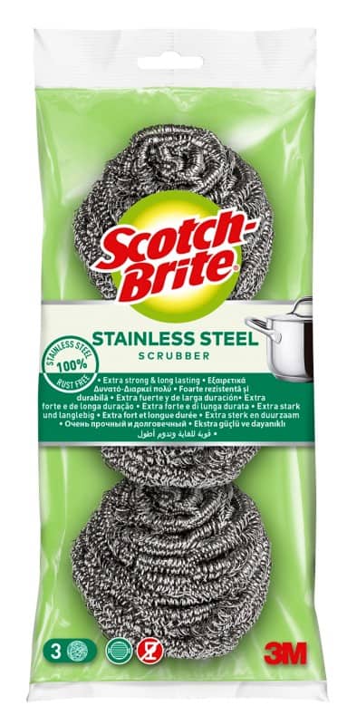 Éponge Scotch-Brite Stainless Steel 17,6 x 10,7 x 22,5 cm Argenté 3 unités