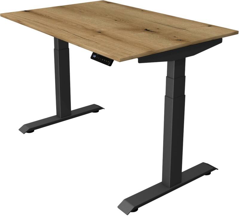 Bureau assis-debout Kerkmann Hauteur ajustable électriquement Chêne Piètement en T 0 tiroirs 0 caissons 1200 (l) x 800 (p) x 1290 (h) mm Bois, métal