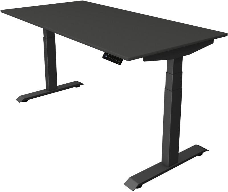 Bureau assis-debout Kerkmann Hauteur ajustable électriquement Anthracite Piètement en T 0 tiroirs 0 caissons 1600 (l) x 800 (p) x 1290 (h) mm Bois, métal