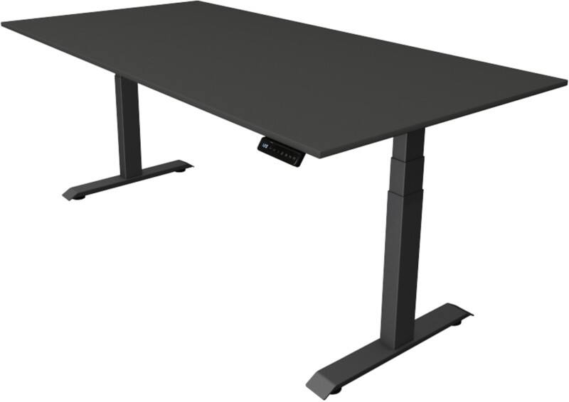 Bureau assis-debout Kerkmann Hauteur ajustable électriquement Anthracite Piètement en T 0 tiroirs 0 caissons 2000 (l) x 1000 (p) x 1290 (h) mm Bois, métal