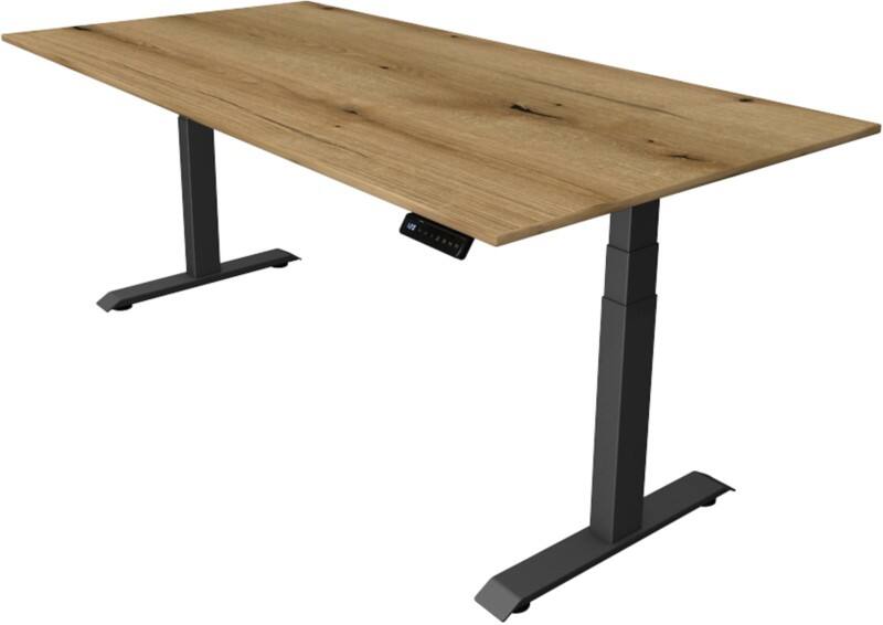 Bureau assis-debout Kerkmann Hauteur ajustable électriquement Chêne Piètement en T 0 tiroirs 0 caissons 2000 (l) x 1000 (p) x 1290 (h) mm Bois, métal
