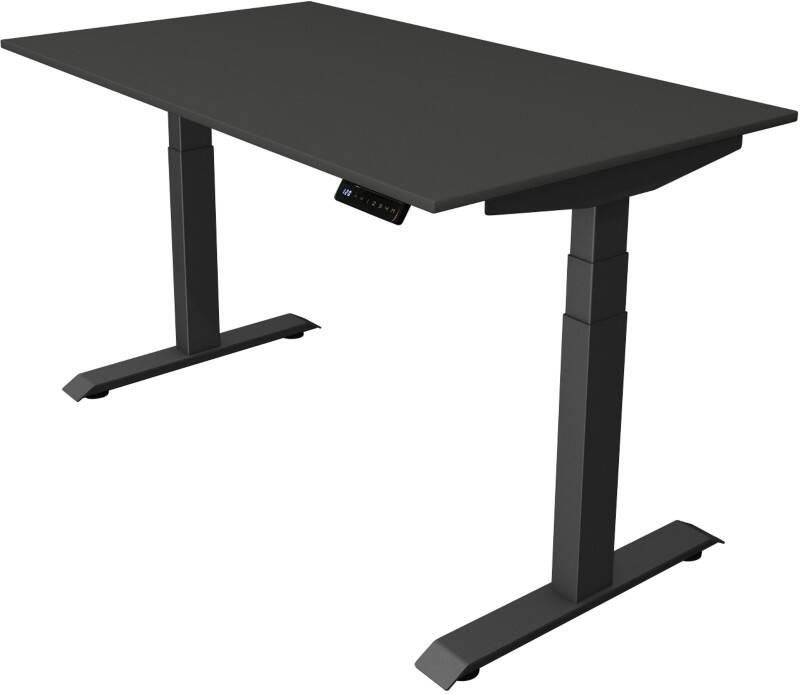 Bureau assis-debout Kerkmann Hauteur ajustable électriquement Anthracite Piètement en T 0 tiroirs 0 caissons 1400 (l) x 800 (p) x 1290 (h) mm Bois, métal