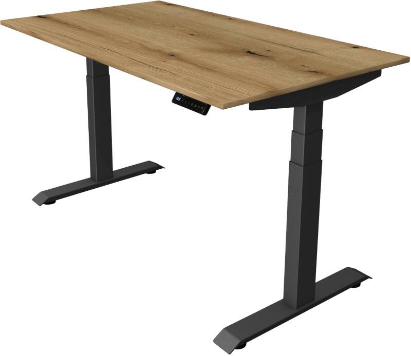 Bureau assis-debout Kerkmann Hauteur ajustable électriquement Chêne Piètement en T 0 tiroirs 0 caissons 1400 (l) x 800 (p) x 1290 (h) mm Bois, métal