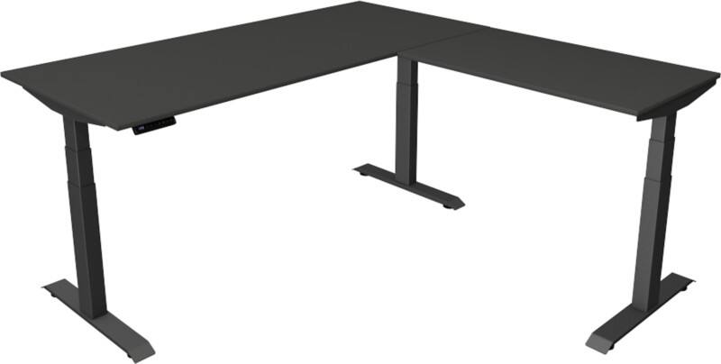 Bureau assis-debout Kerkmann Hauteur ajustable électriquement Anthracite Piètement en T 0 tiroirs 0 caissons 1800 (l) x 1800 (p) x 1290 (h) mm Bois, métal