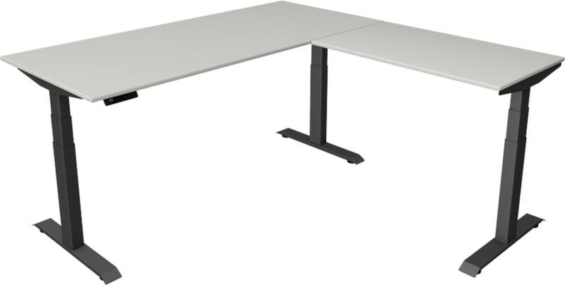 Kerkmann Elektronisch Höhenverstellbar Sitz-Stehschreibtisch Hellgrau T-Fuß 1.800 (B) x 1.800 (T) x 1.290 (H) mm Metall, Holz
