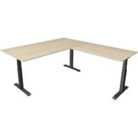 Bureau assis-debout Kerkmann Hauteur ajustable électriquement Marron érable Piètement en T 0 tiroirs 0 caissons 2000 (l) x 2200 (p) x 1290 (h) mm Bois, métal