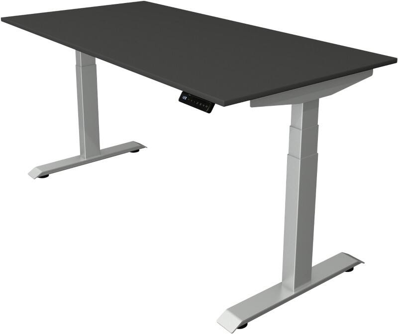 Bureau assis-debout Kerkmann Hauteur ajustable électriquement Anthracite Piètement en T 0 tiroirs 0 caissons 1600 (l) x 800 (p) x 1290 (h) mm Bois, métal