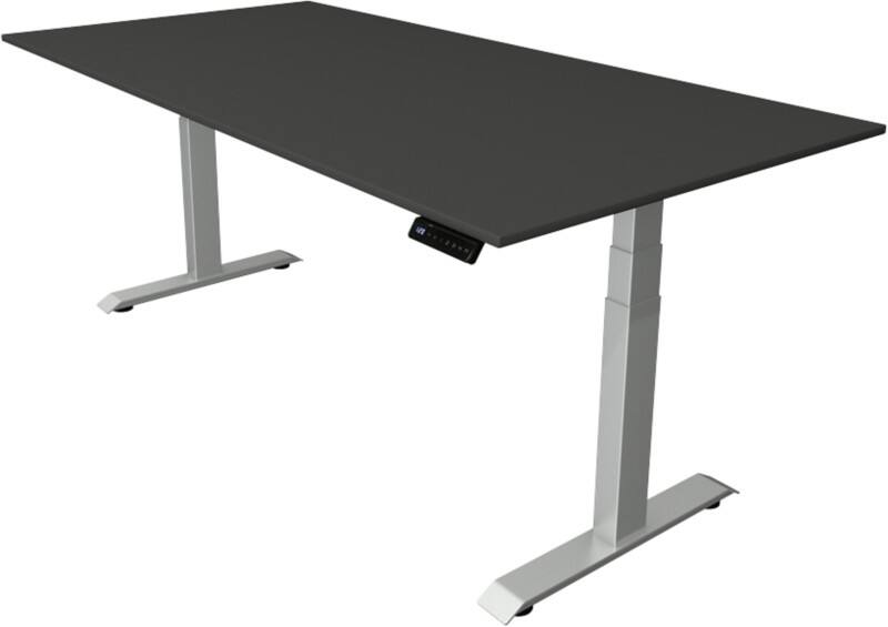 Bureau assis-debout Kerkmann Hauteur ajustable électriquement Anthracite Piètement en T 0 tiroirs 0 caissons 2000 (l) x 1000 (p) x 1290 (h) mm Bois, métal
