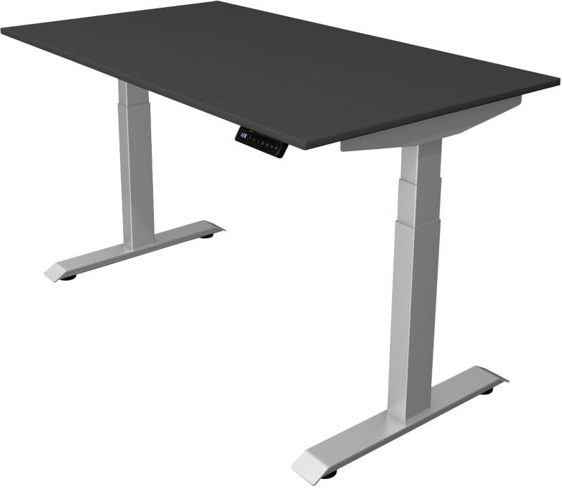 Bureau assis-debout Kerkmann Hauteur ajustable électriquement Anthracite Piètement en T 0 tiroirs 0 caissons 1400 (l) x 800 (p) x 1290 (h) mm Bois, métal