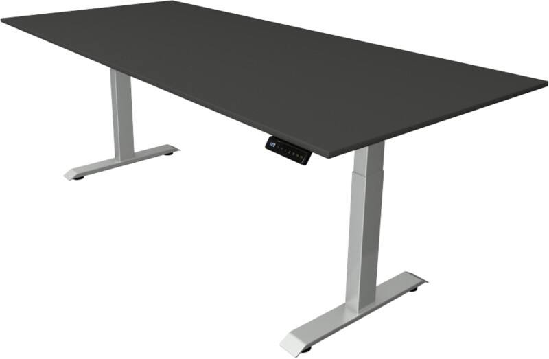 Bureau assis-debout Kerkmann Hauteur ajustable électriquement Anthracite Piètement en T 0 tiroirs 0 caissons 2250 (l) x 1000 (p) x 1290 (h) mm Bois, métal