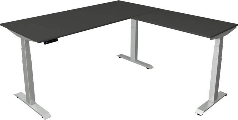 Bureau assis-debout Kerkmann Hauteur ajustable électriquement Anthracite Piètement en T 0 tiroirs 0 caissons 1800 (l) x 1800 (p) x 1290 (h) mm Bois, métal