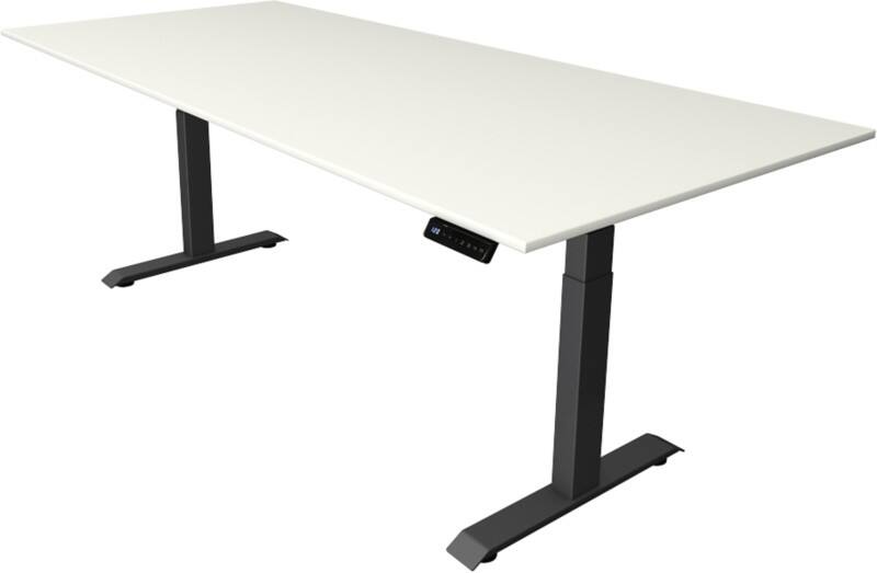 Bureau assis-debout Kerkmann Hauteur ajustable électriquement Blanc Piètement en T 0 tiroirs 0 caissons 2250 (l) x 1000 (p) x 1290 (h) mm Bois, métal