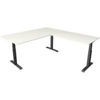 Bureau assis-debout Kerkmann Hauteur ajustable électriquement Blanc Piètement en T 0 tiroirs 0 caissons 2000 (l) x 2200 (p) x 1290 (h) mm Bois, métal